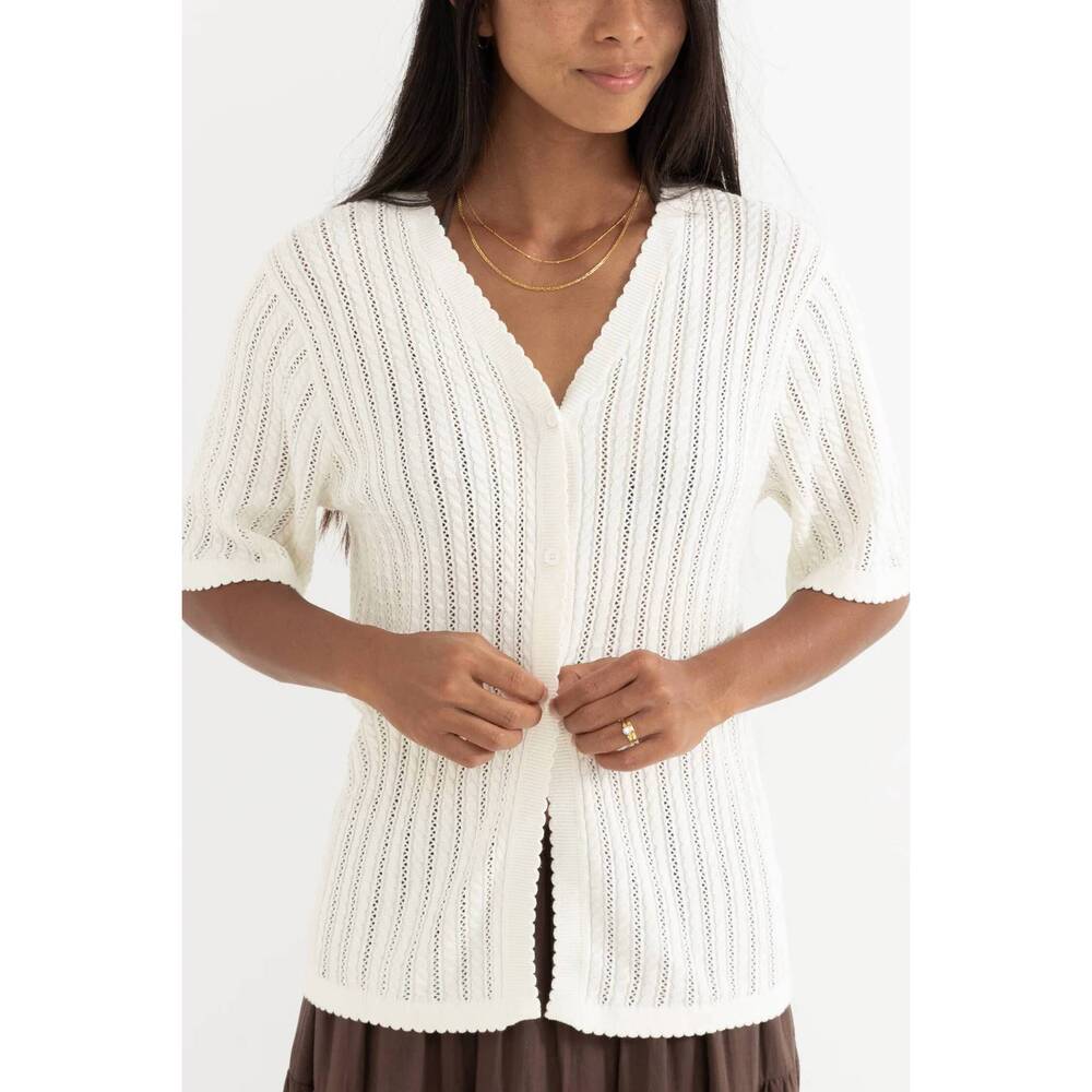 NEW RHYTHM. scallop knit cardigan in white